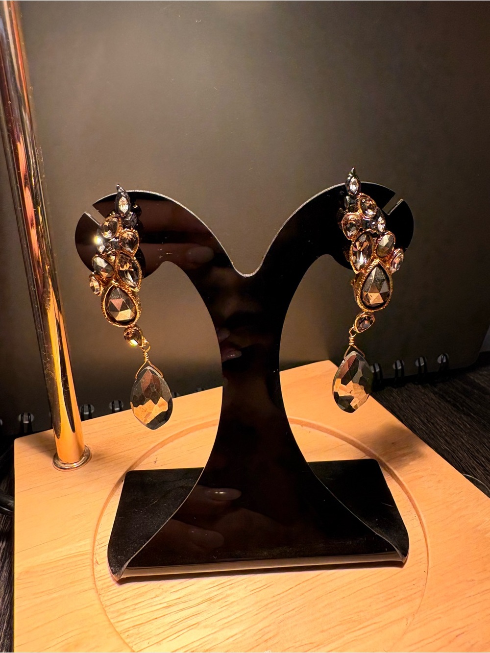 ALEXIA BITTAR Gold Teardrop Crystal Earrings - Sparkling Amber Accents